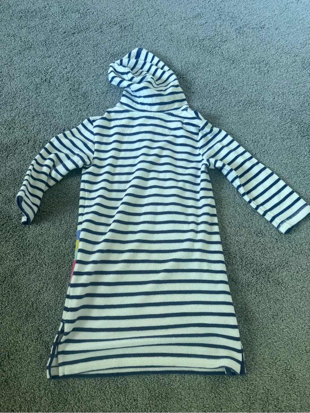 Mini Boden Striped Hooded Rainbow Appliqué Swim Coverup Sz 6-7